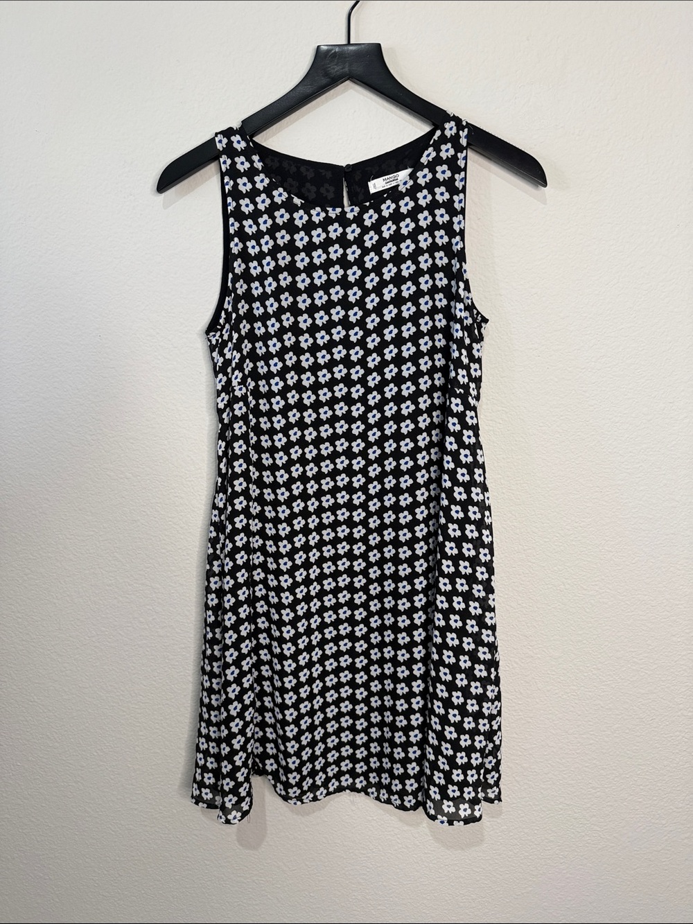 Mango Black Sleeveless Floral Shift Dress